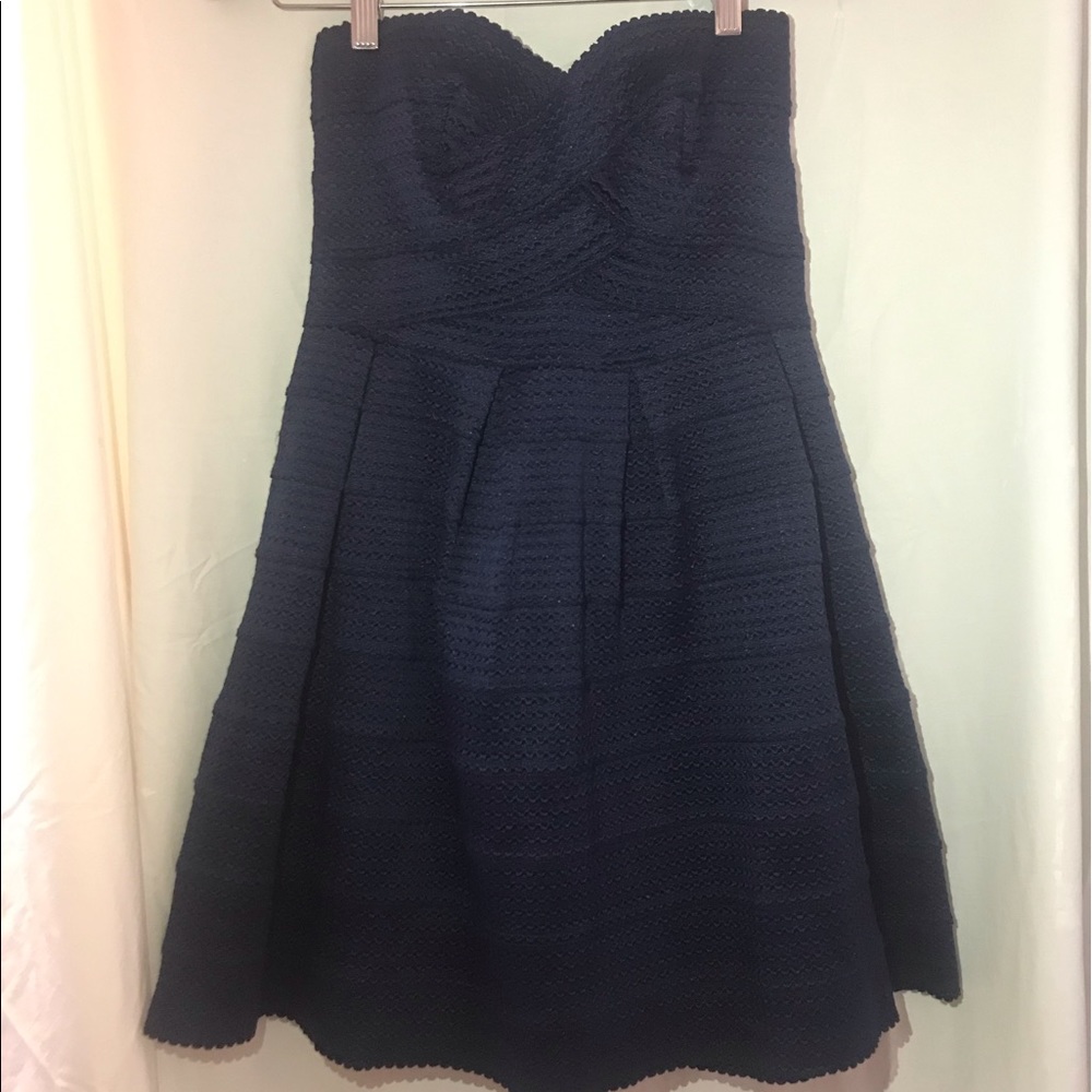 Sans Souci Navy Blue Strapless Bandage Dress Large